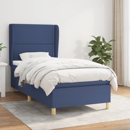 Cama box spring con colchón tela azul 90x190 cm de , Camas y somieres - Ref: Foro24-3128411, Precio: 361,00 €, Descuento: %