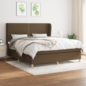 Cama box spring con colchón tela marrón oscuro 180x200 cm de , Camas y somieres - Ref: Foro24-3128464, Precio: 624,99 €, Desc...