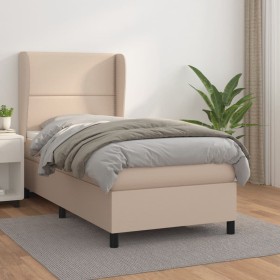 Box spring bed with cappuccino synthetic leather mattress 80x200 cm by , Beds and slatted bases - Ref: Foro24-3128942, Price:...