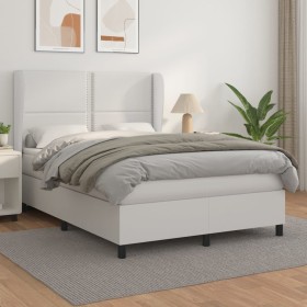 Cama box spring con colchón cuero sintético blanco 140x190 cm de , Camas y somieres - Ref: Foro24-3128968, Precio: 561,25 €, ...