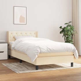 Cama box spring con colchón tela color crema 80x200 cm de , Camas y somieres - Ref: Foro24-3129910, Precio: 278,99 €, Descuen...