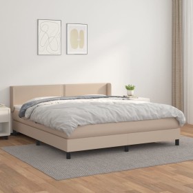 Cama box spring con colchón cuero sintético capuchino 180x200cm de , Camas y somieres - Ref: Foro24-3130738, Precio: 574,99 €...