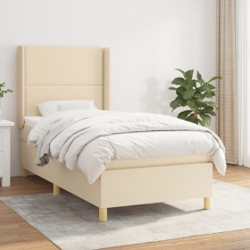 Box spring bed with cream fabric mattress 90x190 cm by , Beds and slatted bases - Ref: Foro24-3131878, Price: 361,84 €, Disco...