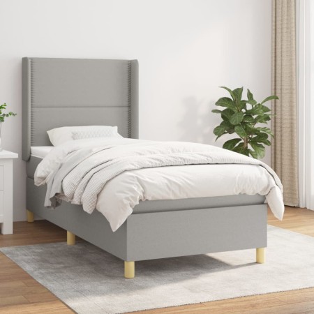 Cama box spring con colchón tela gris claro 80x200 cm de , Camas y somieres - Ref: Foro24-3131865, Precio: 336,99 €, Descuent...