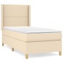 Cama box spring con colchón tela color crema 90x200 cm de , Camas y somieres - Ref: Foro24-3131886, Precio: 356,04 €, Descuen...