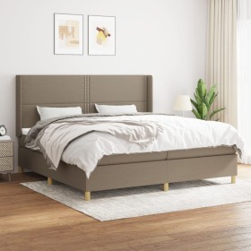 Box spring bed with taupe gray fabric mattress 200x200 cm by , Beds and slatted bases - Ref: Foro24-3131941, Price: 735,67 €,...