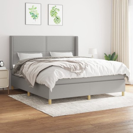 Box spring bed with light gray fabric mattress 180x200 cm by , Beds and slatted bases - Ref: Foro24-3131929, Price: 632,71 €,...