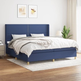 Cama box spring con colchón tela azul 200x200 cm de , Camas y somieres - Ref: Foro24-3131943, Precio: 701,42 €, Descuento: %