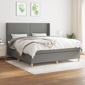 Cama box spring con colchón tela gris oscuro 160x200 cm de , Camas y somieres - Ref: Foro24-3131922, Precio: 544,80 €, Descue...