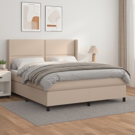 Box spring bed with cappuccino synthetic leather mattress 180x200cm by , Beds and slatted bases - Ref: Foro24-3132458, Price:...