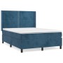 Box spring bed with dark blue velvet mattress 140x190 cm by , Beds and slatted bases - Ref: Foro24-3132619, Price: 502,42 €, ...