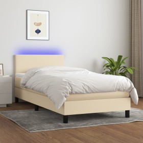 Boxspringbett mit Matratze und LED-Cremestoff 80x200 cm von , Betten und Lattenroste - Ref: Foro24-3132954, Preis: 267,99 €, ...