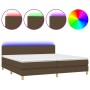 Cama box spring con colchón LED tela marrón oscuro 200x200 cm de , Camas y somieres - Ref: Foro24-3133584, Precio: 599,18 €, ...