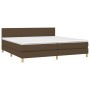 Cama box spring con colchón LED tela marrón oscuro 200x200 cm de , Camas y somieres - Ref: Foro24-3133584, Precio: 599,18 €, ...