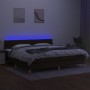 Box spring bed with LED mattress dark brown fabric 200x200 cm by , Beds and slatted bases - Ref: Foro24-3133984, Price: 599,8...