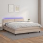 Box spring bed LED mattress cappuccino synthetic leather 180x200cm by , Beds and slatted bases - Ref: Foro24-3134182, Price: ...