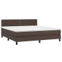 Cama box spring colchón y LED cuero sintético marrón 180x200 cm de , Camas y somieres - Ref: Foro24-3134180, Precio: 574,57 €...