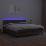 Cama box spring colchón y LED cuero sintético marrón 180x200 cm de , Camas y somieres - Ref: Foro24-3134180, Precio: 574,57 €...