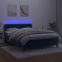 Box spring bed with mattress and LED dark blue velvet 140x190 cm by , Beds and slatted bases - Ref: Foro24-3134343, Price: 41...