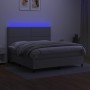 Cama box spring colchón y luces LED tela gris claro 160x200 cm de , Camas y somieres - Ref: Foro24-3134805, Precio: 569,91 €,...