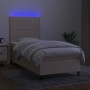 Box spring bed mattress and LED lights cream fabric 80x200 cm by , Beds and slatted bases - Ref: Foro24-3134994, Price: 303,7...