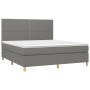 Cama box spring colchón y luces LED tela gris oscuro 160x200 cm de , Camas y somieres - Ref: Foro24-3135366, Precio: 549,88 €...