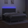 Box spring bed mattress and LED lights dark gray fabric 160x200 cm by , Beds and slatted bases - Ref: Foro24-3135366, Price: ...