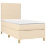 Boxspringbett-Matratze und LED-Leuchten, cremefarbener Stoff, 90 x 200 cm von , Betten und Lattenroste - Ref: Foro24-3135330,...