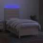 Box spring bed mattress and LED lights cream fabric 80x200 cm by , Beds and slatted bases - Ref: Foro24-3135474, Price: 321,5...