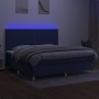 Box spring bed mattress and LED lights blue fabric 200x200 cm by , Beds and slatted bases - Ref: Foro24-3135387, Price: 696,2...