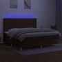 Cama box spring colchón luces LED tela marrón oscuro 200x200 cm de , Camas y somieres - Ref: Foro24-3135544, Precio: 683,06 €...