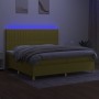 Boxspringbett-Matratze und LED-Leuchten, grüner Stoff, 200 x 200 cm von , Betten und Lattenroste - Ref: Foro24-3135628, Preis...