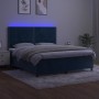 Cama box spring colchón y LED terciopelo azul oscuro 160x200 cm de , Camas y somieres - Ref: Foro24-3136075, Precio: 563,19 €...