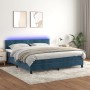 Box spring bed with mattress and LED velvet dark blue 160x200 cm by , Beds and slatted bases - Ref: Foro24-3134355, Price: 48...