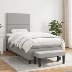 Box spring bed with light gray fabric mattress 90x190 cm by , Beds and slatted bases - Ref: Foro24-3136477, Price: 371,58 €, ...