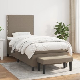 Box spring bed with taupe gray fabric mattress 90x200 cm by , Beds and slatted bases - Ref: Foro24-3136489, Price: 390,99 €, ...