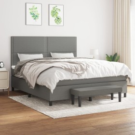 Cama box spring con colchón tela gris oscuro 160x200 cm de , Camas y somieres - Ref: Foro24-3136526, Precio: 577,56 €, Descue...