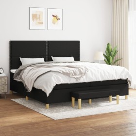 Cama box spring con colchón tela negro 200x200 cm de , Camas y somieres - Ref: Foro24-3137103, Precio: 655,08 €, Descuento: %