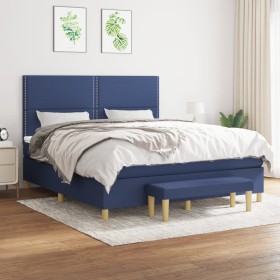 Box spring bed with blue fabric mattress 180x200 cm by , Beds and slatted bases - Ref: Foro24-3137099, Price: 624,20 €, Disco...