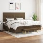 Cama box spring con colchón tela marrón oscuro 200x200 cm de , Camas y somieres - Ref: Foro24-3137264, Precio: 711,96 €, Desc...