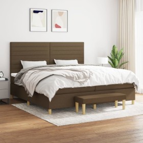 Box spring bed with dark brown fabric mattress 200x200 cm by , Beds and slatted bases - Ref: Foro24-3137264, Price: 709,60 €,...