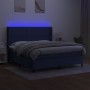 Cama box spring colchón y luces LED tela azul 180x200 cm de , Camas y somieres - Ref: Foro24-3138259, Precio: 624,06 €, Descu...