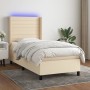 Box spring bed mattress and LED lights cream fabric 90x190 cm by , Beds and slatted bases - Ref: Foro24-3138362, Price: 386,5...