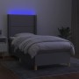 Box spring bed mattress and LED lights light gray fabric 90x190 cm by , Beds and slatted bases - Ref: Foro24-3138757, Price: ...