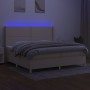 Cama box spring colchón y luces LED tela crema 200x200 cm de , Camas y somieres - Ref: Foro24-3138826, Precio: 688,59 €, Desc...