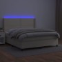 Box spring bed with mattress and LED cream synthetic leather 180x200 cm by , Beds and slatted bases - Ref: Foro24-3139339, Pr...