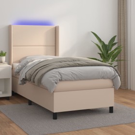 Cama box spring colchón LED cuero sintético capuchino 80x200 cm de , Camas y somieres - Ref: Foro24-3139294, Precio: 361,99 €...