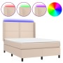 Cama box spring colchón LED cuero sintético capuchino 140x190cm de , Camas y somieres - Ref: Foro24-3139324, Precio: 570,99 €...