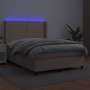 Box spring bed LED mattress synthetic leather cappuccino 140x190cm by , Beds and slatted bases - Ref: Foro24-3139324, Price: ...