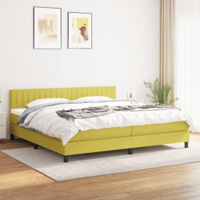 Box spring bed with green fabric mattress 200x200 cm by , Beds and slatted bases - Ref: Foro24-3140248, Price: 548,99 €, Disc...